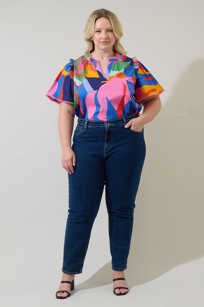 Chroma Abstract Winslet Ruffle Top Curve