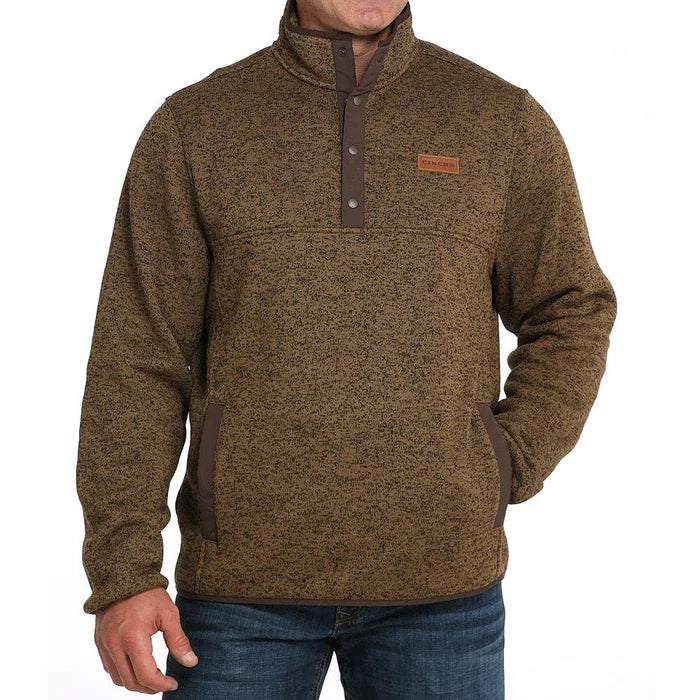 Cinch 1/4 Button Up Pullover in Khaki
