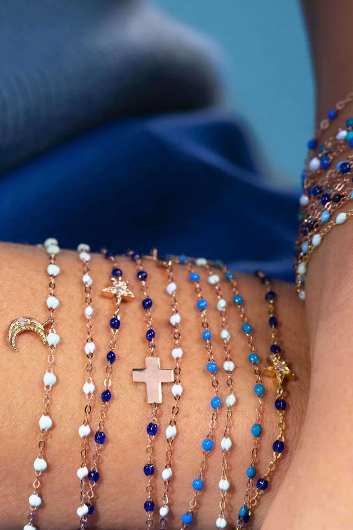 Classic Gigi Bracelet - Baby Blue 18k Yellow Gold
