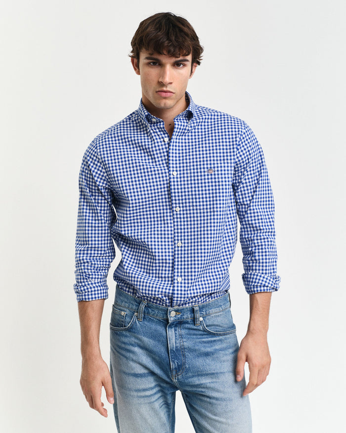 Classic Gingham Poplin Shirt in Blue