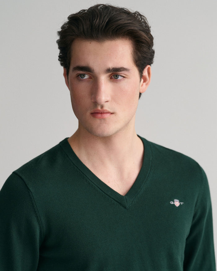 Classic V-Neck Sweater in Green