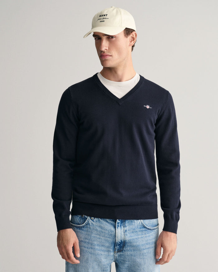 Classic V-Neck Sweater in Navy