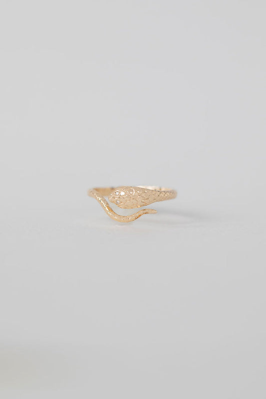 Cobra Ring - White Diamonds 14k Yellow Gold