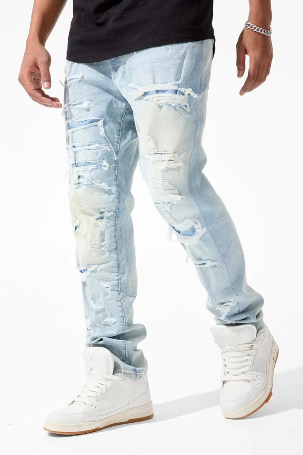 Jordan Craig Collins Black Window Denim in Sea Ice, stylish denim jeans with unique window detailing and a modern fit.