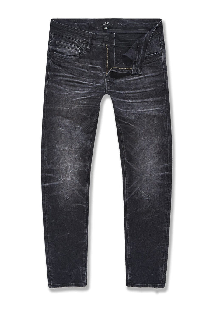 Jordan Craig Collins Meadowlands Pure Denim jeans in black shadow, showcasing a slim fit design with classic denim texture.