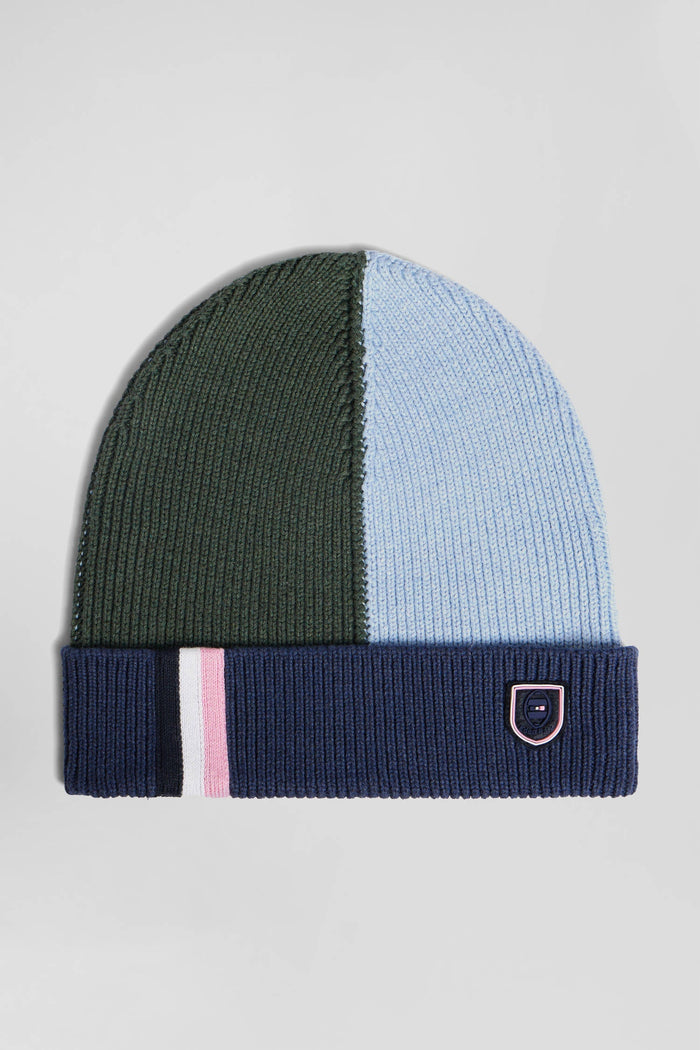 Colourblock Cotton Beanie in Ink