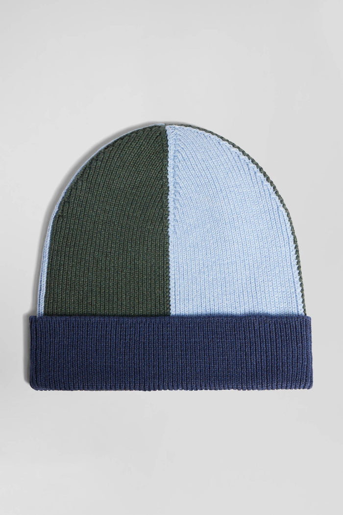 Colourblock Cotton Beanie in Ink