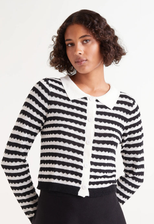 Compania Fantastica Stripe Collared Cardigan