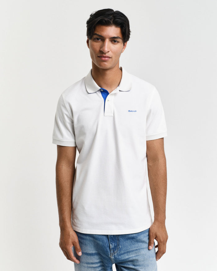 Contrast Piqué Polo in Eggshell
