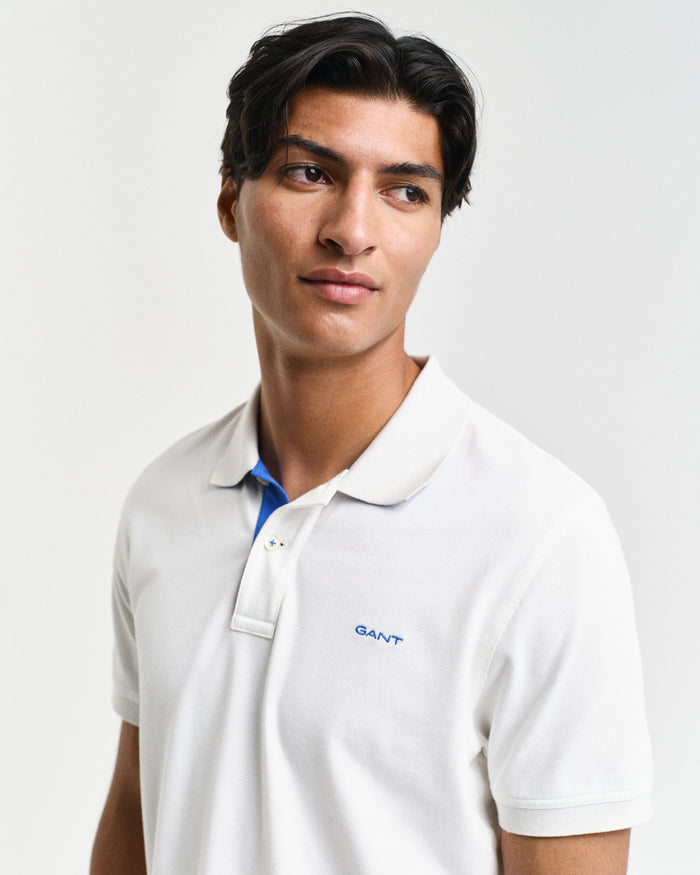 Contrast Piqué Polo in Eggshell