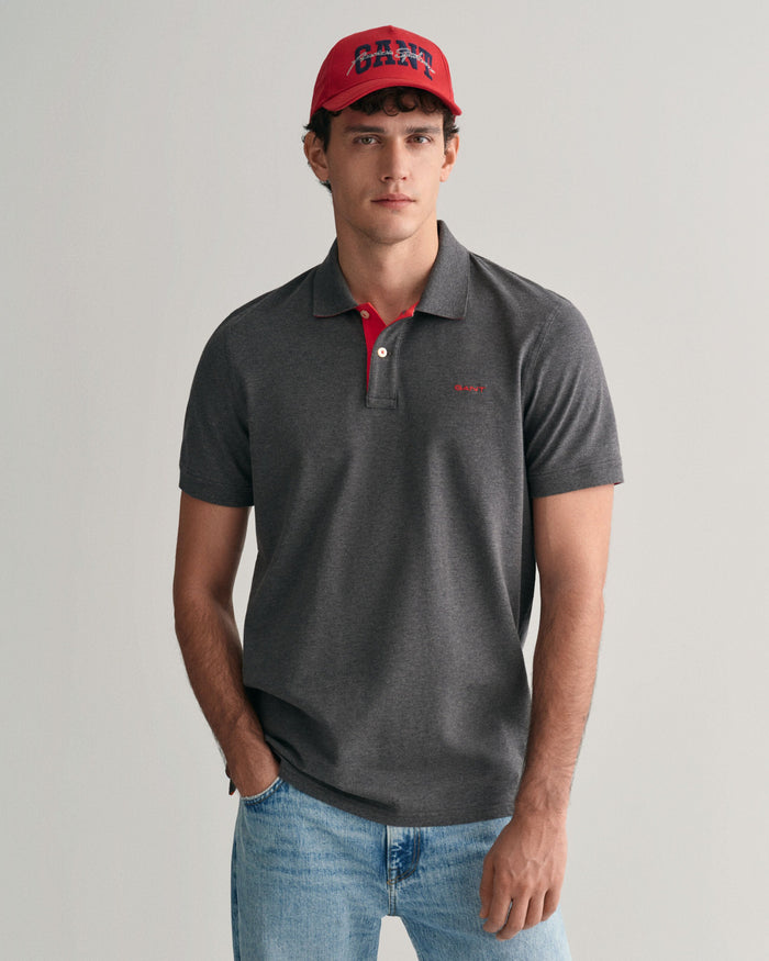 Contrast Piqué Polo Shirt in Antracit