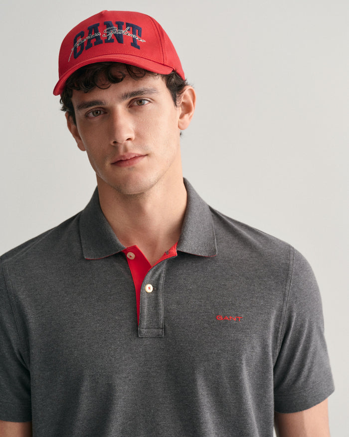Contrast Piqué Polo Shirt in Antracit