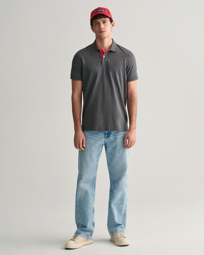 Contrast Piqué Polo Shirt in Antracit