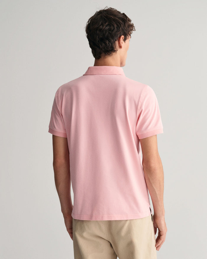 Contrast Piqué Polo Shirt in Bubblegum Pink