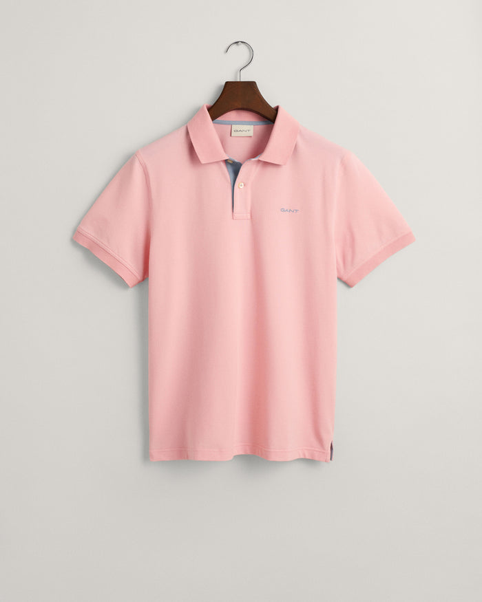 Contrast Piqué Polo Shirt in Bubblegum Pink