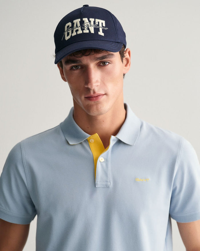 Contrast Piqué Polo Shirt in Dove Blue