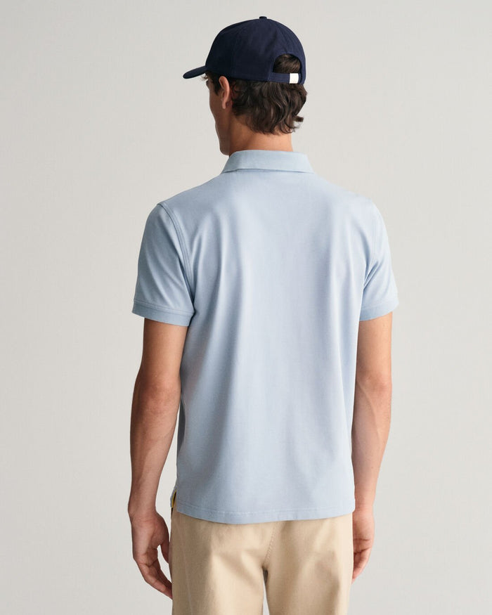 Contrast Piqué Polo Shirt in Dove Blue