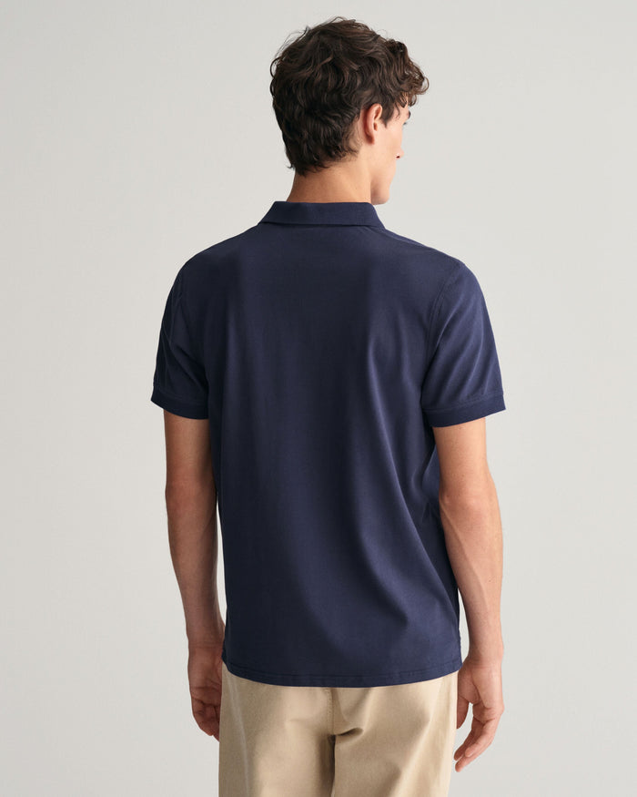Contrast Piqué Polo Shirt in Navy