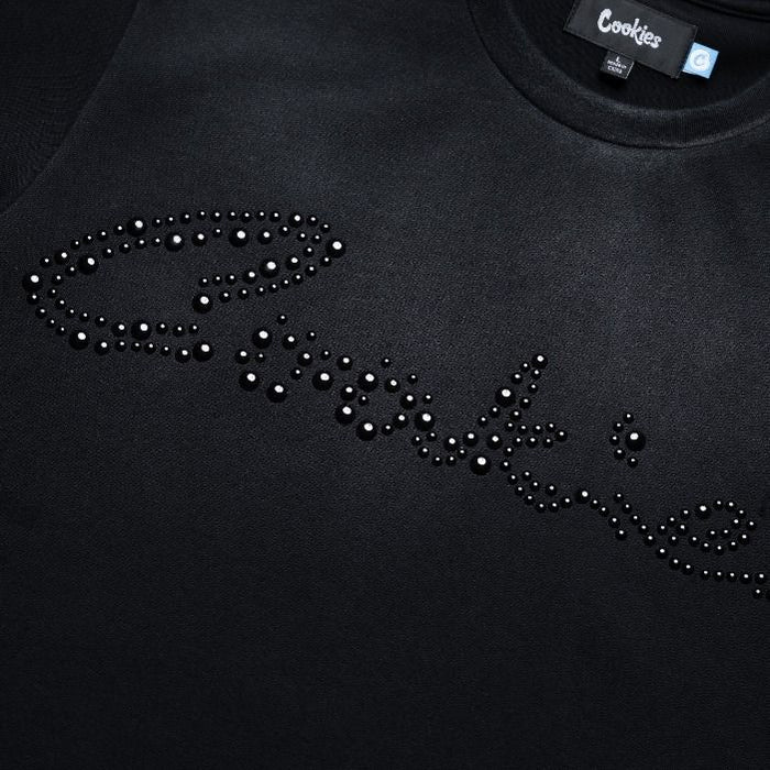 Cookies Black Pearl SS Box Knit T-Shirt in black, featuring a classic fit and branding detail, displayed on a plain background.
