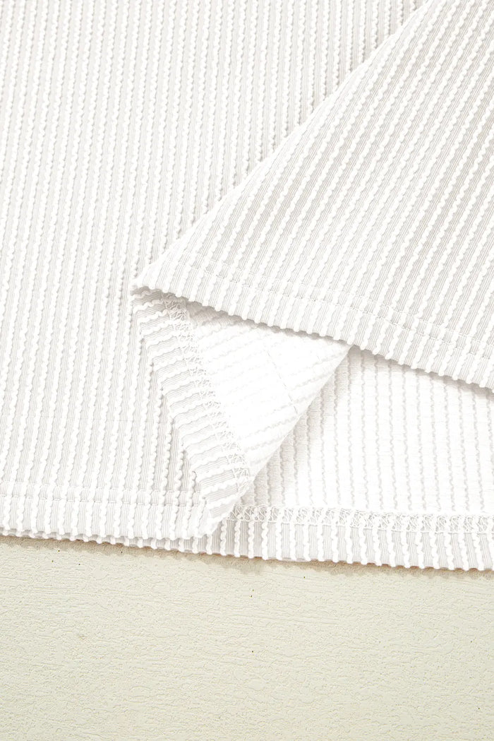 Corded Colorblock Crewneck Tee – White
