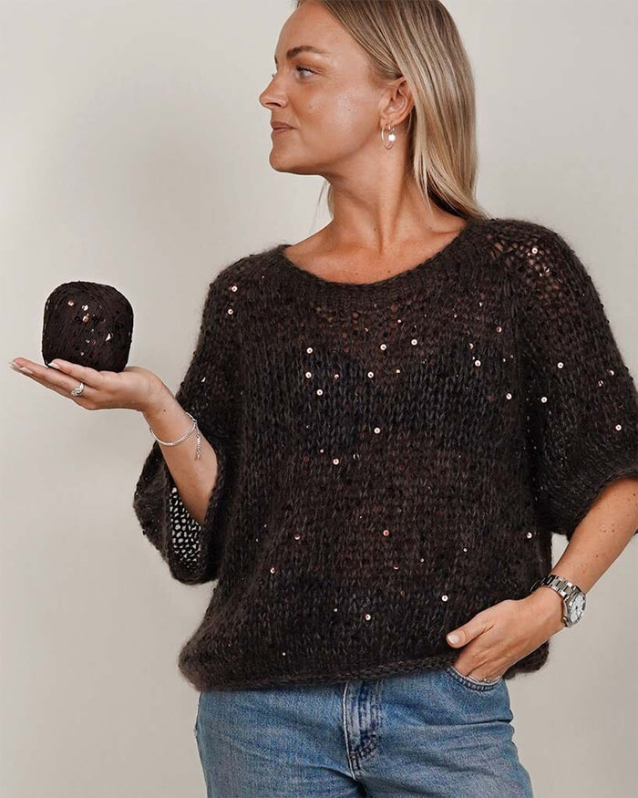Cosmo Sparkle with sequins - chocolate brown (06) Yarn Lana grossa