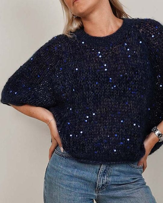 Laura Sparkle Tee, Katrine Hannibal | Navy blue melange (117m), Navy blue (117), dark blue with cobalt blue (19)