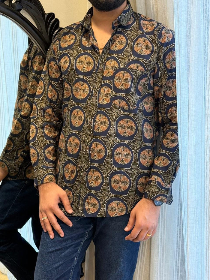 Cotton Men?? Full Sleeves Shirt- Blue Circles