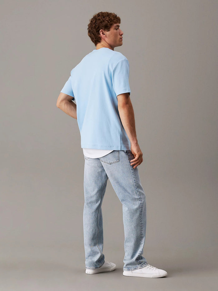 Cotton Stretch Badge Tee in Blue