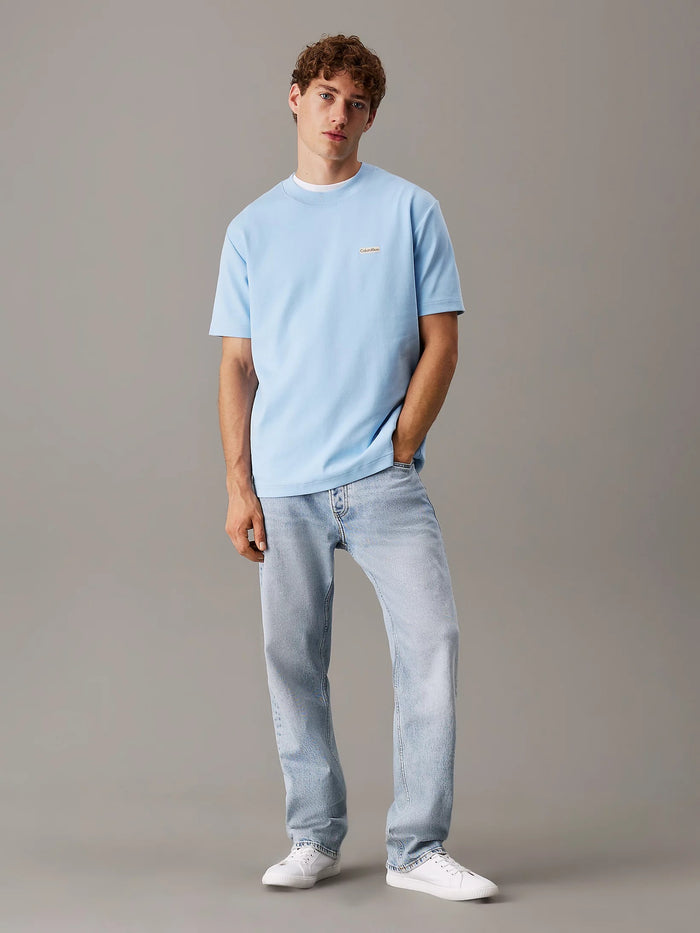 Cotton Stretch Badge Tee in Blue