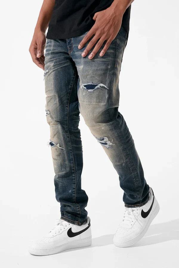 Jordan Craig Sean Dimensional Denim in Desert Storm, stylish blue denim jeans with textured design and modern fit.