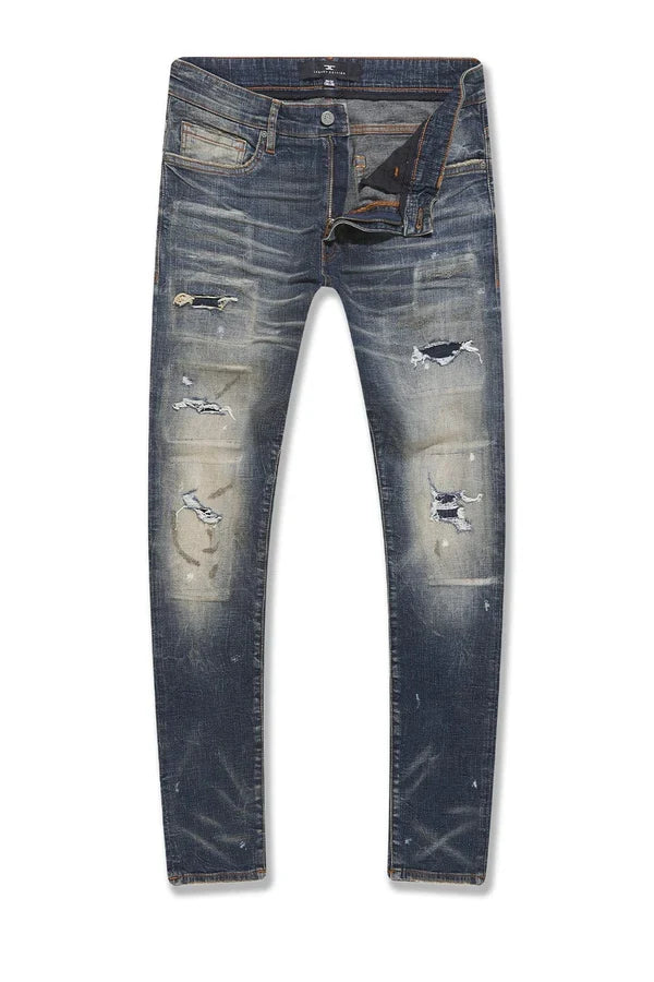 Jordan Craig Sean Dimensional Denim in Desert Storm, stylish blue denim jeans with a textured, modern design.