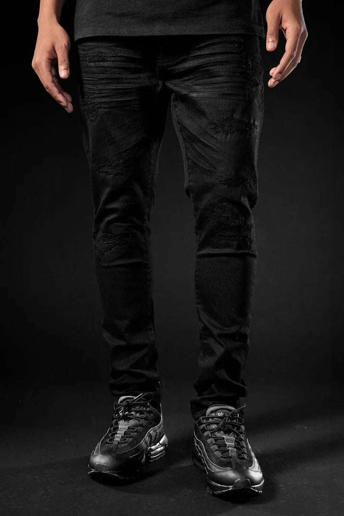 Jordan Craig Sean Tribeca twill denim in black, showcasing the stylish black denim fabric and tailored fit of the JORDAN CRAIG brand.
