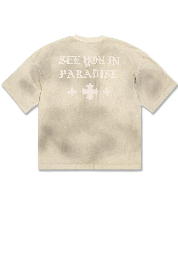 Cream wash Jordan Craig SYIP Inside Out T-shirt with casual fit and minimal design, made from soft fabric.