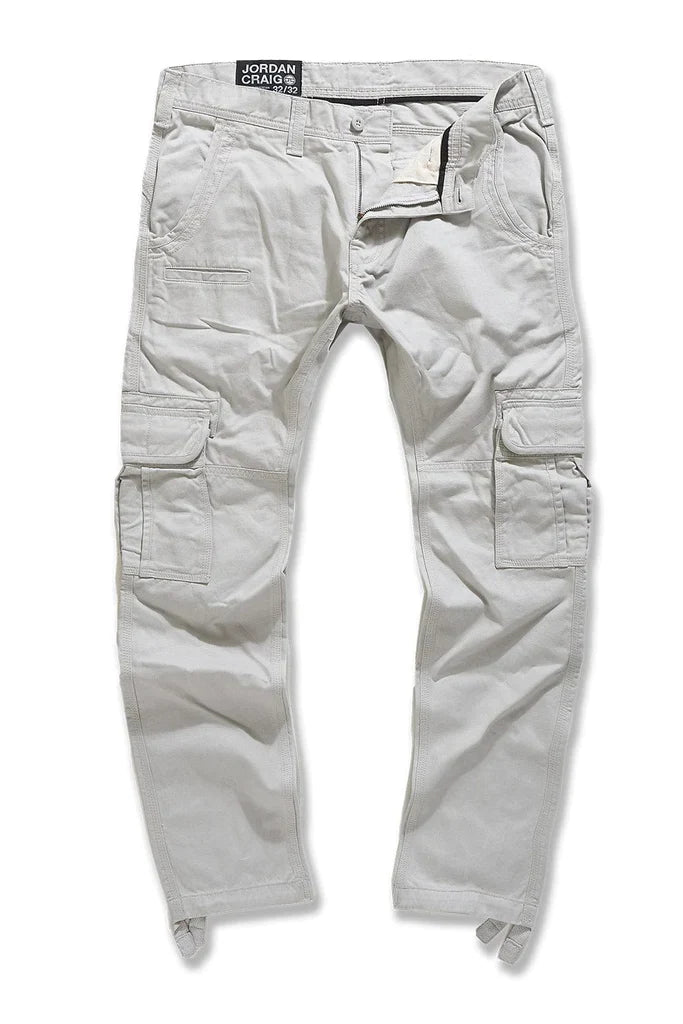 Jordan Craig Xavier OG cargo pants in denim, featuring multiple pockets and relaxed fit, shown in a stylish casual look.