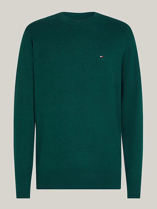 Crew Neck Jumper with Cashmere in Green