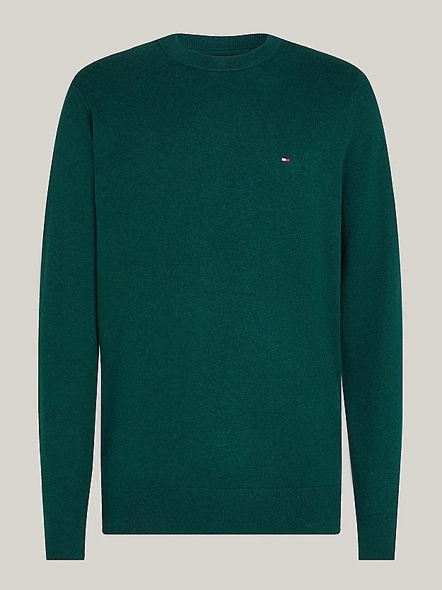 Crew Neck Jumper with Cashmere in Green