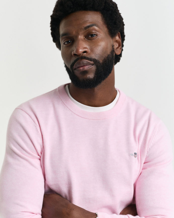 Crew Neck Sweater in Light Pink