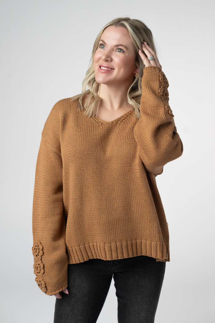 Crochet Sleeve Top - Camel by Michelle Mae