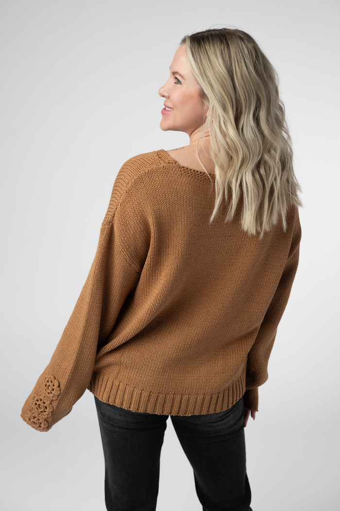 Crochet Sleeve Top - Camel by Michelle Mae