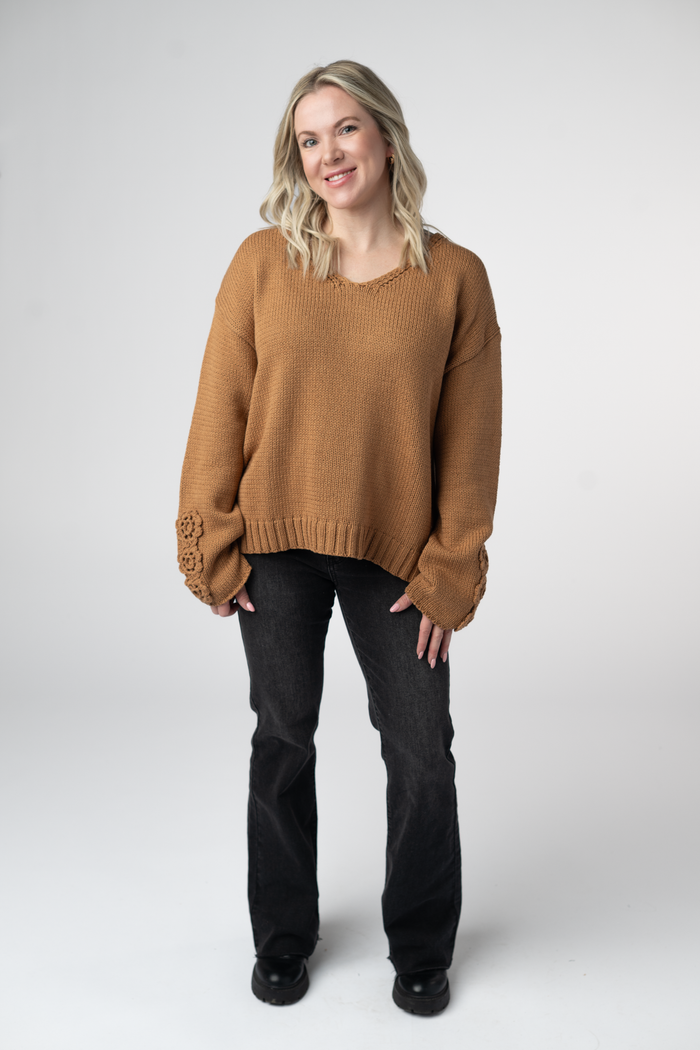 Crochet Sleeve Top - Camel by Michelle Mae