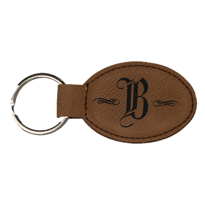 Custom Laserable Leatherette Oval Keychain - 3" x 1 3/4"  - LZR