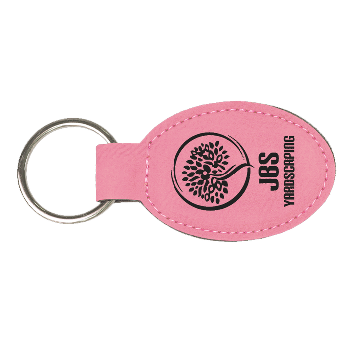 Custom Laserable Leatherette Oval Keychain - 3" x 1 3/4"  - LZR