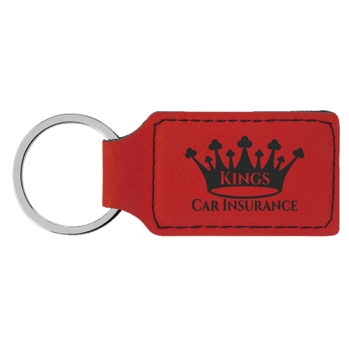 Custom Laserable Leatherette Rectangle Keychain - 2 3/4" x 1 1/4"  - LZR