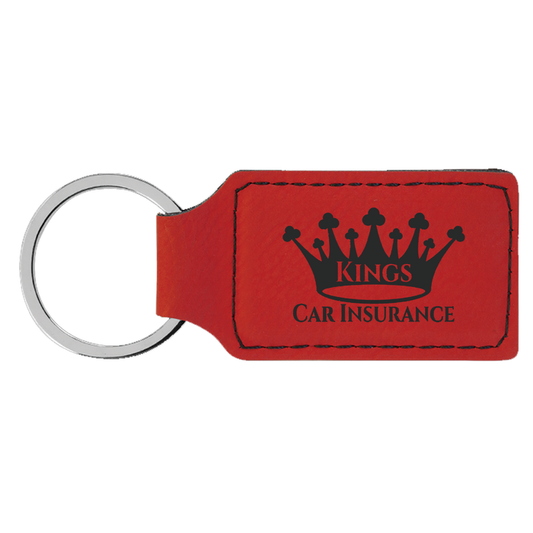 Custom Laserable Leatherette Rectangle Keychain - 2 3/4" x 1 1/4"  - LZR