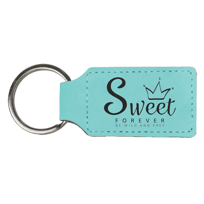 Custom Laserable Leatherette Rectangle Keychain - 2 3/4" x 1 1/4"  - LZR