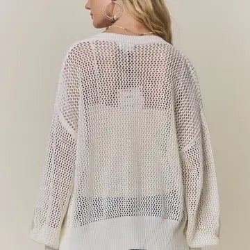 Daisy Flower Crochet Cardigan in Ivory