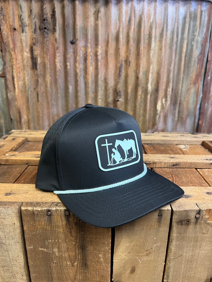 Dally Up Solid Black Praying Cowboy BallCap