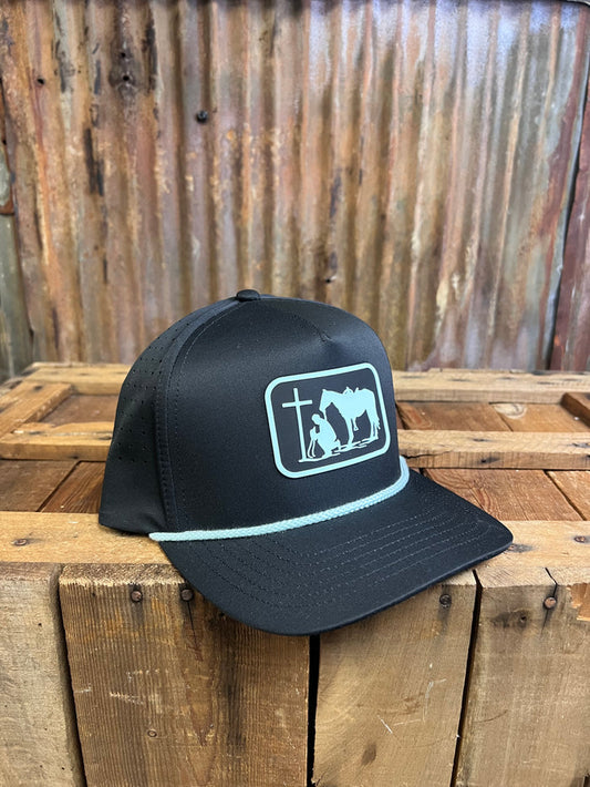 Dally Up Solid Black Praying Cowboy BallCap