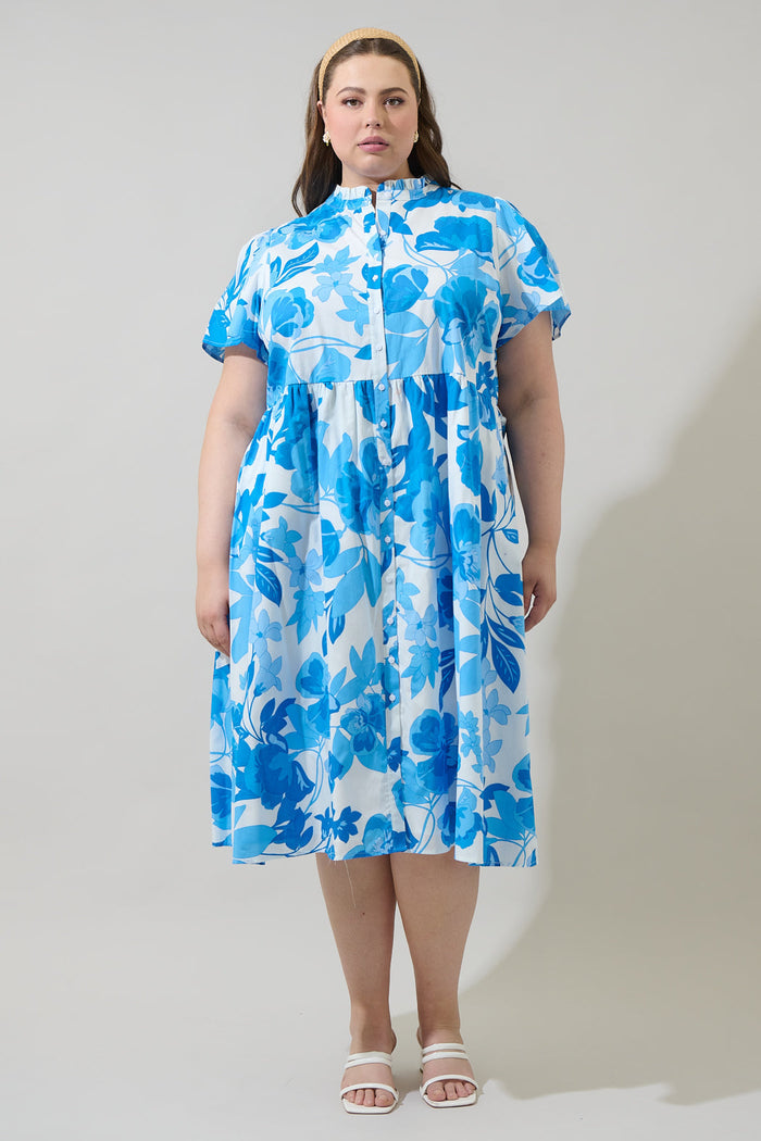Darien Floral Aurelia Babydoll Midi Dress Curve