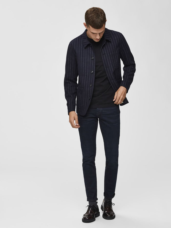 Dark Blue Mid Rise Leon Slim Fit Jeans